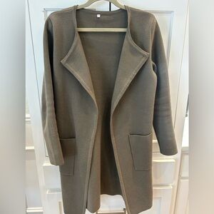 Stylish Olive Green Open Front Cardigan Jacket